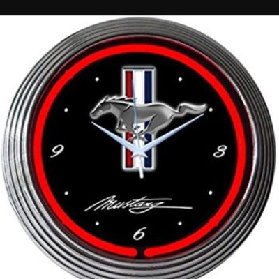 Neon Mustang Clock